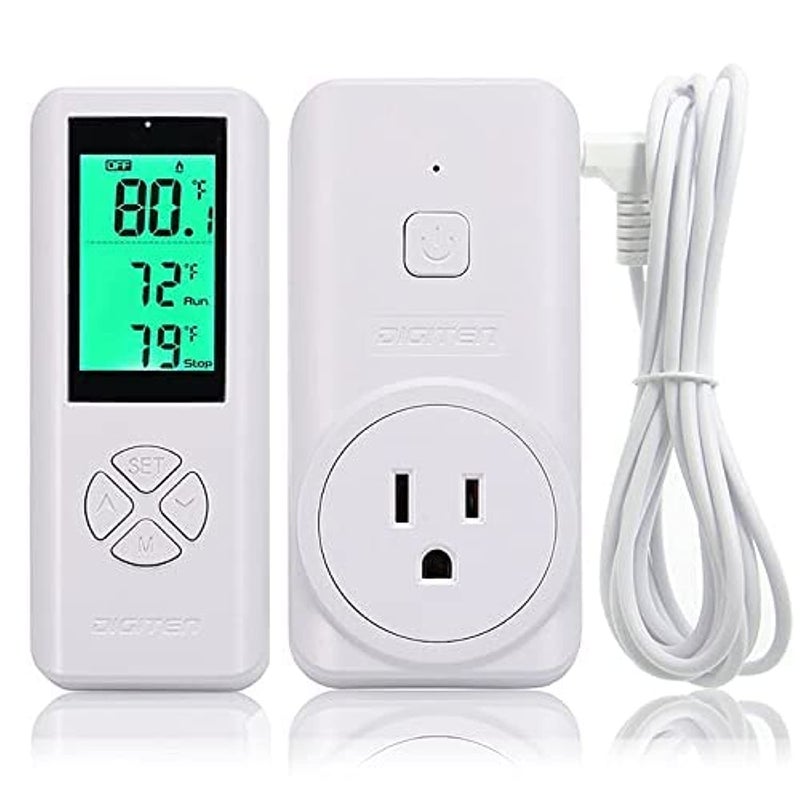 DIGITEN WTC200 Wireless Temperature Controller Thermostat Outlet Remote Control Thermometer with 2m/6ft NTC Temp Sensor Probe Heating Cooling Mode for Fan Heater Greenhouse Homebrewing Reptile - Image 1